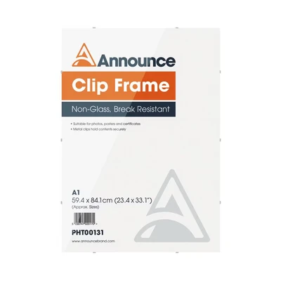 Image of Hampton Frames Clip Photo Poster Display Frame Perspex Acrylic (Non Glass) A1 (59x84cm) CF5984NG
