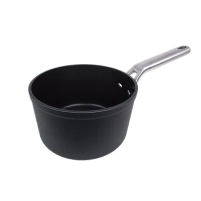 Image of Arcos Samoa Series Small Non Stick Saucepan 20 cm and 2.6 L Forged Aluminium Suitable for All Heat Sources Cold Effect Stainless Steel Handles Energy Saving Black Full Induction