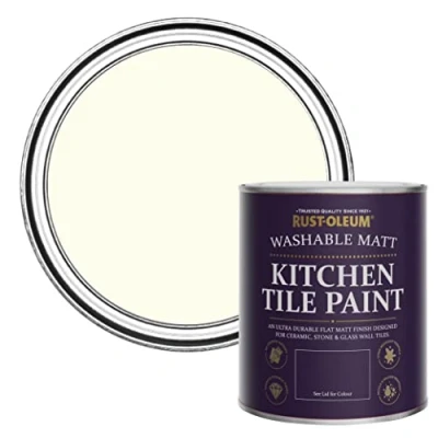 Image of Rust Oleum Off White water resistant Kitchen Tile Paint in Matt Finish Antique 750ml