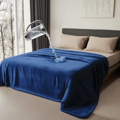 Image of Bedding Aid Waterproof Reversible Blanket, Excellent Leakproof Protector Cover to Protect Bed Mattress, Sofa, Couch from Pee &amp; Spills Adults, Babies, Dogs, Pets (Dark Blue/Dark Green, 102x152cm)