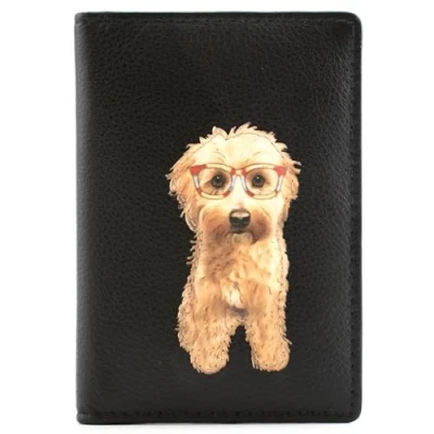 Image of Mala Coco&#039;s Glasses Collection Leather Travel Card/Season Ticket Holder 613TC_12 Black