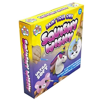 Image of Kids Create Paint Your Own Squishy Wishy 3 Soft Squishies Craft Kits for Painting Sets Children Art Supplies Boys and Girls Toys Age 8 Years +