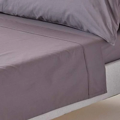 Image of HOMESCAPES Dark Grey Pure Egyptian Cotton Flat Sheet Single 200 TC 400 Thread Count Equivalent Bed