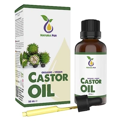Image of Castor Oil 50ml, vegan gently sieved for easy application natural anti ageing lash serum eyelashes and eyebrows also hair, face, body, skin, hands