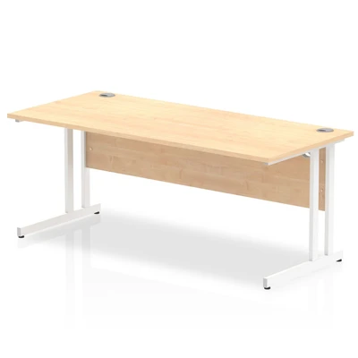 Image of Impulse 1800/800 Rectangle White Cantilever Leg Desk Maple MI002420
