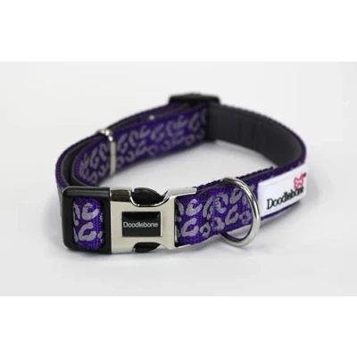Image of Doodlebone Padded Collar, Violet Leopard Reflective, 6 11