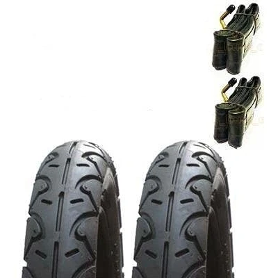 Image of 2 X Pram Tyres &amp; Tubes 12 1/2 1/4 Slick Bebecar Klever Babyjogger Adbor