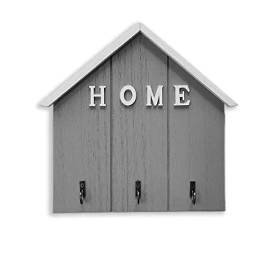 Image of Echehi Decorative Key Holder for Wall, Self Adhesive or Drilling 3 Ways Installation Rack, Hooks Wall Mounted, The Home(Grey)