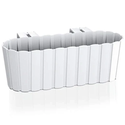 Image of Prosperplast Boardee Hook Flower Box Balcony Pot Planter 4.9 L 383 x 212 130 mm (White)