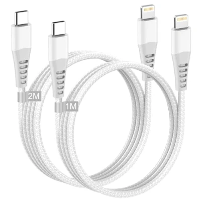 Image of USB C to Lightning Cable 1M+2M[MFi Certified], iPhone Fast Charger Charging for Apple 14 Pro Max/14 Plus/13/12/11/XS/8