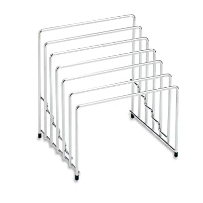 Image of Grunwerg Chrome Plated 6 Slot Wire Chopping Board Rack, 20.5 x 25 26.5 cm