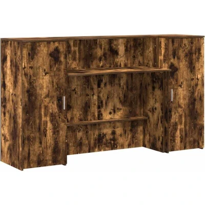 Image of vidaXL Reception Desk Smoked Oak 180x50x103.5 cm Engineered Wood