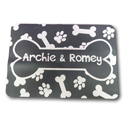 Image of Paw Print Dog Mat Personalised Food Fabric Non slip Pet Table Puppy Kitten Gift Feeding