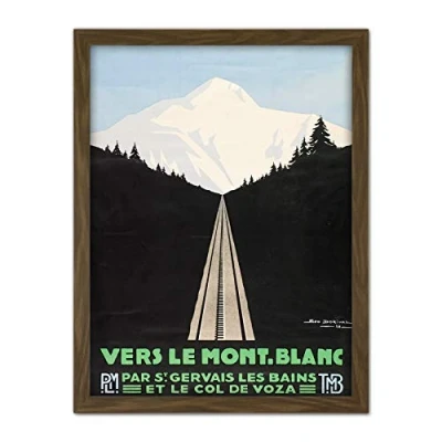 Image of Dorival Mont Blanc St Gervais France Travel Advert Large Framed Art Print Poster Wall Decor 18x24 in