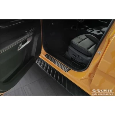 Image of Black Inox door sill protectors compatible with Ford Ranger VI 2022 &#039;Lines&#039; 4 pieces