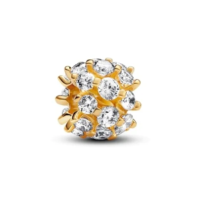 Image of Pandora Moments 14k Gold plated charm with clear cubic zirconia