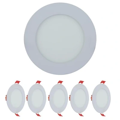 Image of TEKLED LED Round Recessed Ceiling Light Flat Panel Ultra Slim 120mm Downlight 6W 400LM for Home Kitchen Office Shop Industrial Use 3000K Warm White 5 Pack [Energy Class G]
