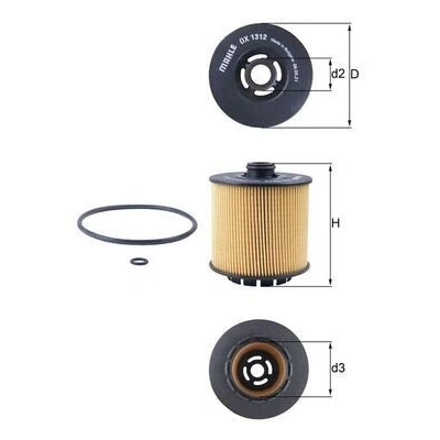 Image of 32257013, 32257123 Oil Filter MAHLE ORIGINAL OX 1312D Insert VOLVO: XC40
