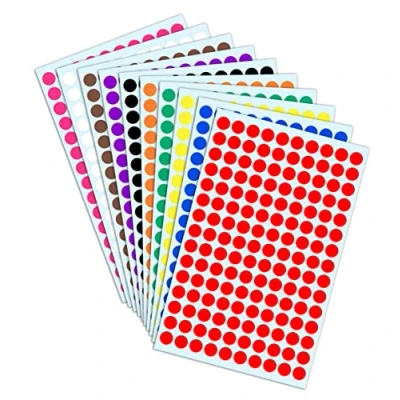 Image of 3000 Pack 10mm Coloured Dot Stickers Sticky Labels 10 Colours