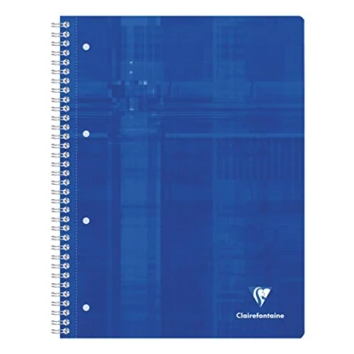 Image of Clairefontaine Ref 8258C Wirebound Functional Notebook (160 Pages) 225x297mm Size, 5/5 Square Ruling Ruling, 90gsm Brushed Vellum Paper, Laminated Card Cover Blue