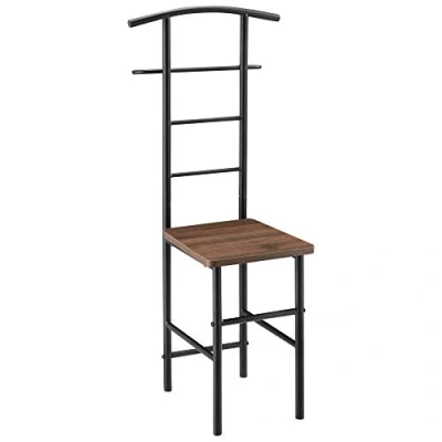 Image of Men&#039;s valet stand Anaheim 107 x 45 cm coat Freestanding with hanger Trouser rack Shelf Metal frame Walnut