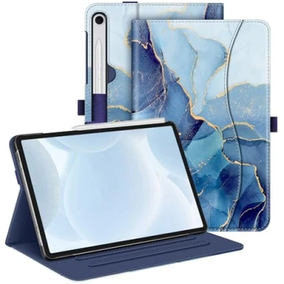 Image of FINTIE Case for Samsung Galaxy Tab S9 FE 5G 10.9 Inch/Galaxy 11 Inch 2023, Multi Angle Viewing Protective Cover with Pocket, Auto Sleep/Wake, Ocean Marble
