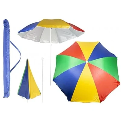 Image of Vibrant Multicolored Beach Parasol with Tilt Function 1.8m (1 Pc.) Ultimate Sun Protection Perfect For Your Summer Adventures