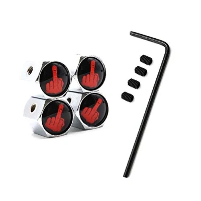 Image of 5 Pcs/Set Tire Valve Dust Caps Anti theft Middle Finger Style Zinc Alloy for Cars (Silver)