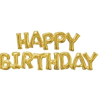 Image of Amscan 3609901 Phrase: Happy Birthday Gold