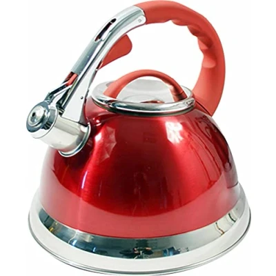 Image of New 3.5L RED Stainless Steel Lightweight Whistling Kettle Camping Cordless Home