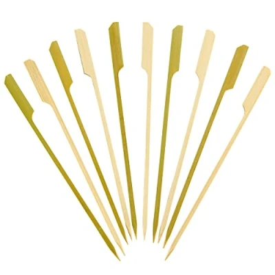 Image of [100 Count] 7 Inch 18cm Bamboo Wooden Paddle Picks Skewers for Cocktails, Grilling, Appetizers, Fruits, and Sandwiches