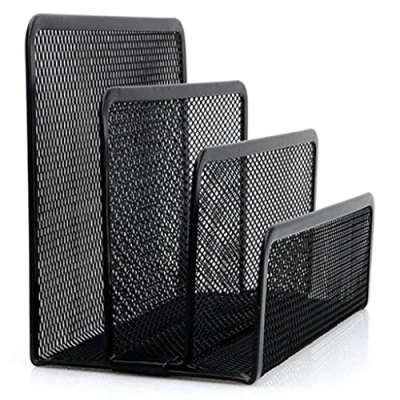 Image of N K Black Mesh Letter Sorter Mail Business Document Tray Desk File Organiser Holder Useful and Practical