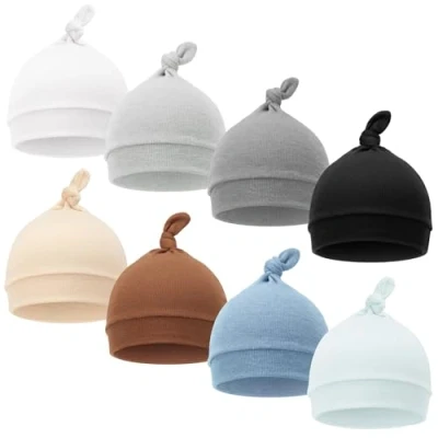 Image of DRESHOW Baby Newborn Hats Knot Beanie Infant Hospital Hat Soft Cute Beanies for Boys Girls 0 6 Months