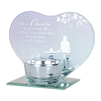 Image of Glass Photo Frame Memorial Tea Light Candle Holder Auntie 6713
