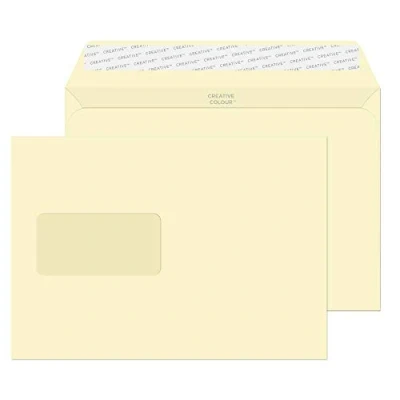 Image of Blake Creative Colour C5 162 x 229 mm 120 gsm Wallet Peel &amp; Seal Window Envelopes (352W) Soft Ivory Pack of 500