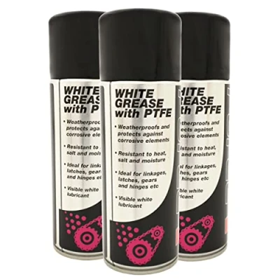 Image of (Pack of 3) 400ml White Spray Grease with PTFE Waterproof Lubricant