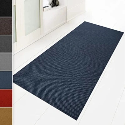 Image of Hong Kong Dirt Trapper Mat, Entrance Mat Runner, Absorbent Floor for Entrance, Hallway Door Non slip Dust Control Colour Resistant (80 x 150 cm, Blue)