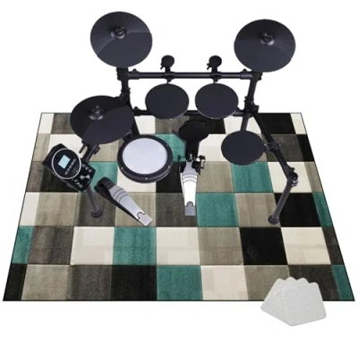 Image of JaevKwzy 130 x 100 cm Drum Rug Mat Carpet Non Slip Soundproof Blanket for Electronic Drums Bass Snare Racks Guitars Kit etc Musical Instruments