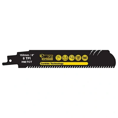 Image of 1 x SabreCut SCRS930HM Tungsten Carbide 152mm 8 TPI S930HM Very Fast Wood and Metal Cutting Reciprocating Sabre Saw Blade Compatible with Bosch Dewalt Makita Many Others