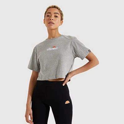 Image of ellesse Fireball Crop T Shirt Grey Marl 16