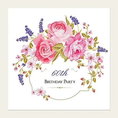 Image of Dotty about Paper Birthday Party Invitations Rose &amp; Lavender Border Pack of 10 60th (L174)