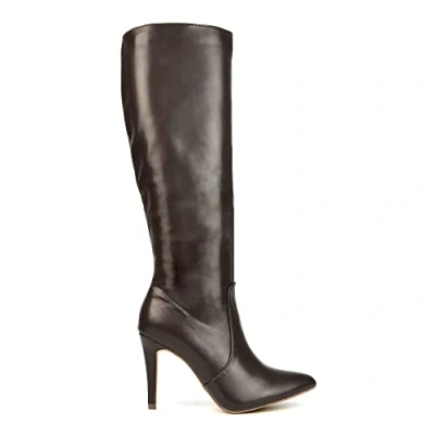 Image of Womens Knee High Boots Ladies Stiletto Heel Calf Pointed Toe Synthetic Leather Evening Size 3 8 (Brown Leather, Numeric_7)