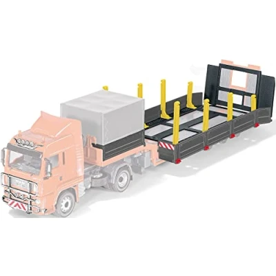 Image of SIKU 6714, platform Accessories Set For Control Low Loader, 1:32, Plastic, Black, Includes poles, and tarpaulin, Set: MAN tractor with Loader