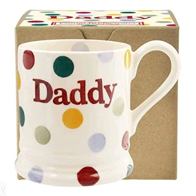 Image of Emma Bridgewater Polka Dot &#039;Daddy&#039; 1/2 Pint Mug, Boxed, Ceramic Coffee Mug Large, Beautiful Mugs, Birthday Gift, Fathers Day