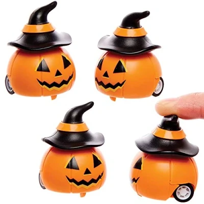 Image of Baker Ross FX446 Pumpkin Pull Back Racers Pack of 5, Party Bag Fillers for Kids Halloween Parties, Toy and Favour