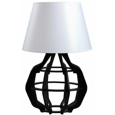 Image of Bento Table Lamp With Round Tapered Shade Black, White, 30.5cm, 1x E27