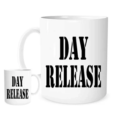 Image of 11OZ Day Release Logo Mug, Lovely Ceramic Gift Mug Featuring Emblem Funny Joke Laugh