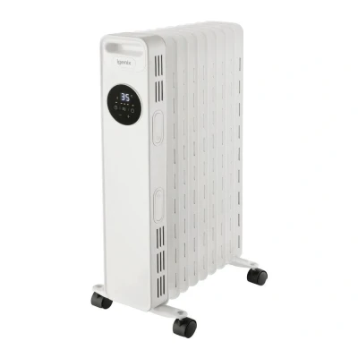 Image of Igenix IG2621 Digital Oil Filled Radiator, 2kW/2000W 9 Fin Electric Low Energy Heater with Remote Control, 3 Adjustable Heat Settings &amp; Overheat Protection, 2000 W, White
