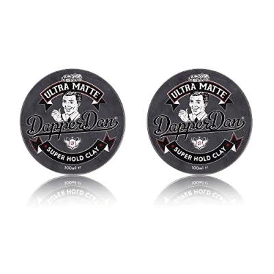 Image of Dapper Dan Ultra Matte Hair Clay, Super Hold Clay for Men, Long Lasting, Extra Strong with Easy Application, Gently Fragranced, 2 x 100ml