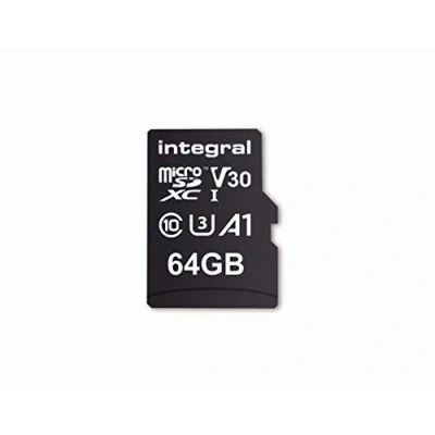 Image of Integral Memory 64GB microSDxC Premium High Speed Card up to 100MB/s Read 45MB/s Write V30 UHS I U3 + SD Adapter by